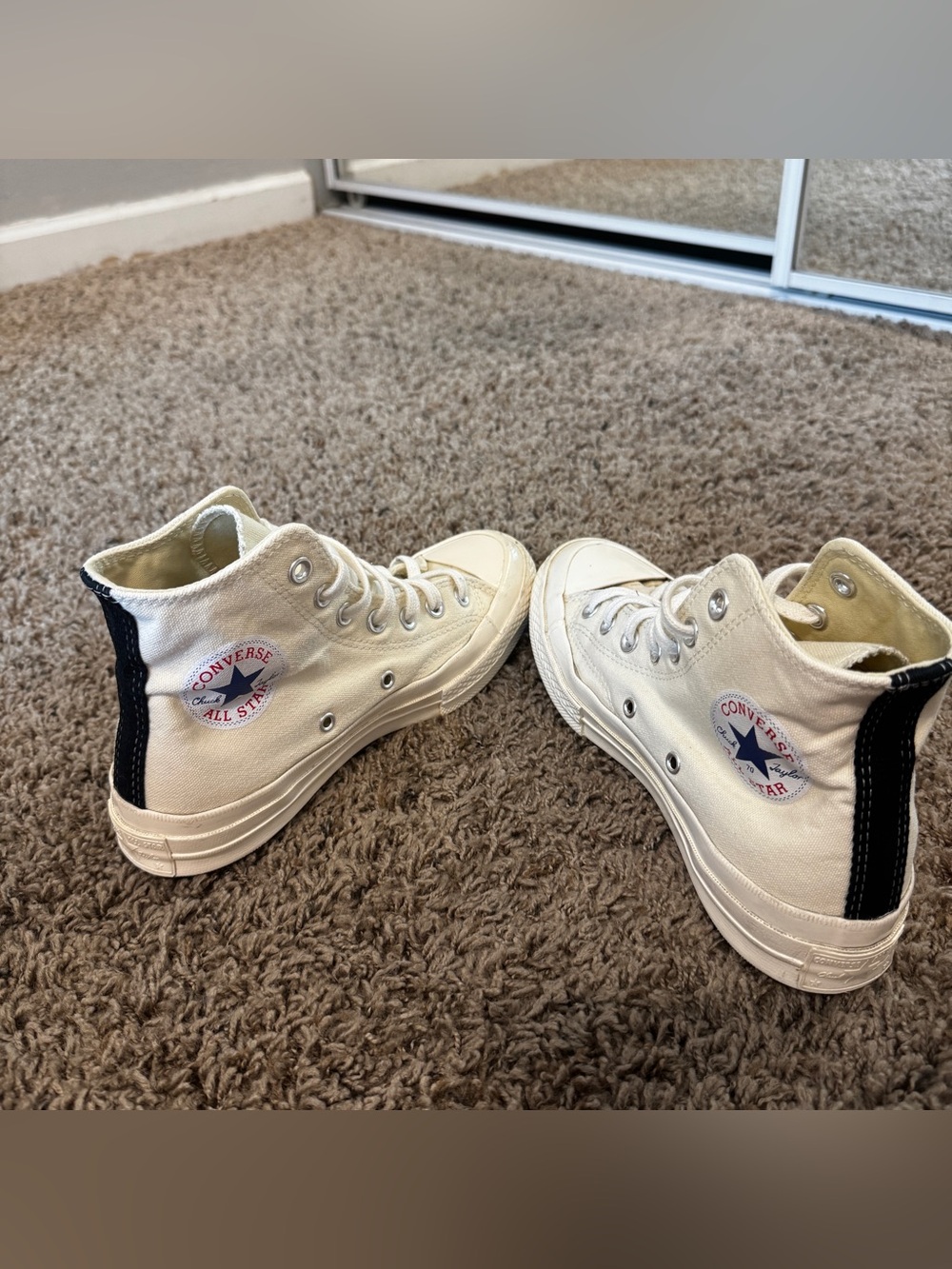 Comme des Garcons Play x Converse White High Top Sneakers - Picture 6 of 11